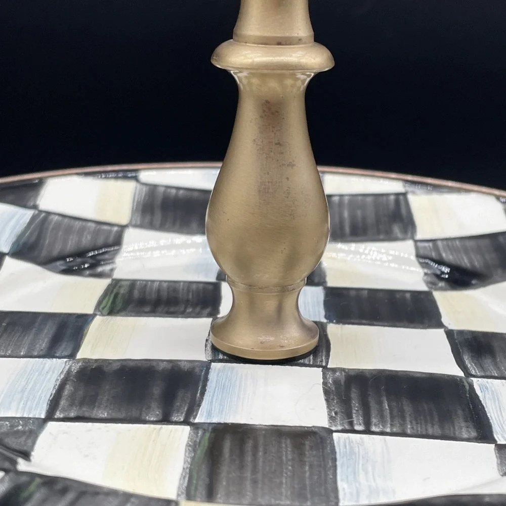 MacKenzie-Childs Courtly Check Enamel Brass Two-Tier Sweet Stand 11